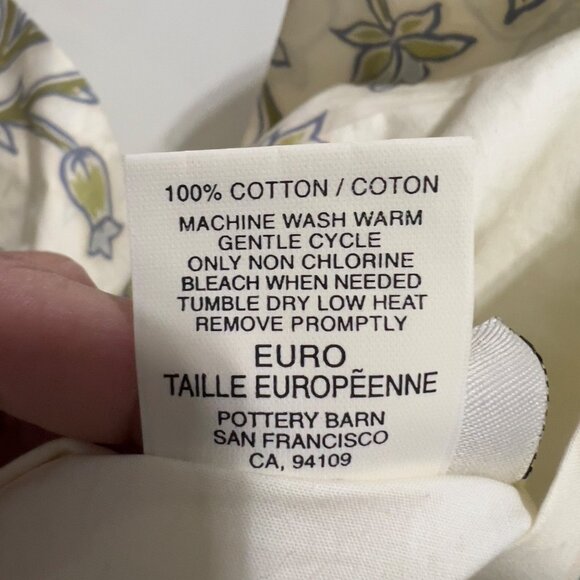 Pottery Barn Deva Floral Cream &‎ Gray100% Cotton Euro Sham - Picture 5 of 5